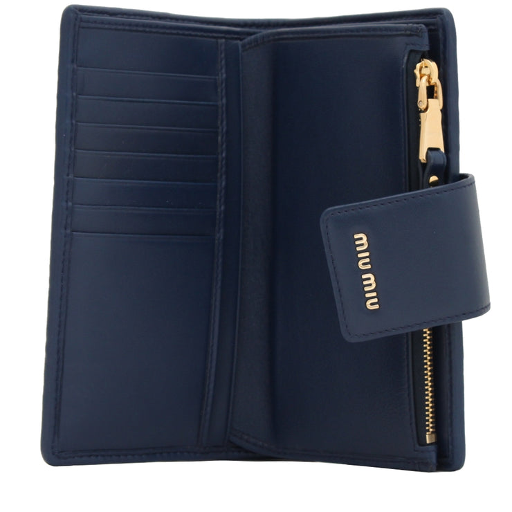 Miu Miu 5ML015 Matelasse Leather Wallet- Zaffiro