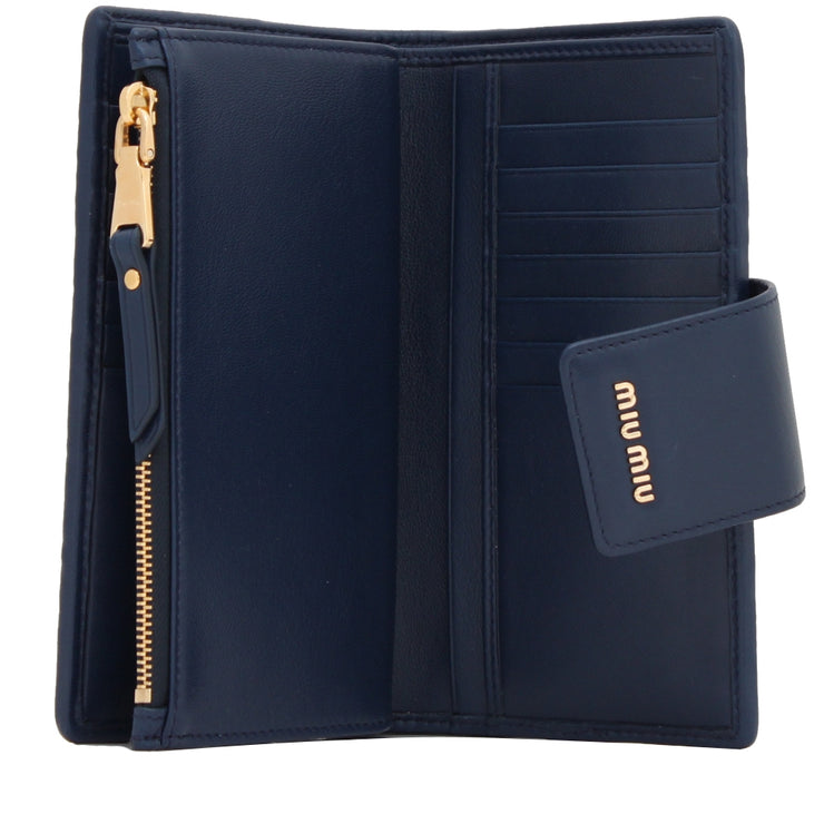Miu Miu 5ML015 Matelasse Leather Wallet- Zaffiro