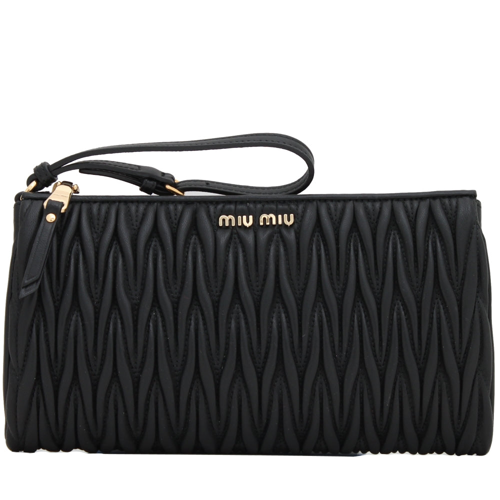 Miu Miu 5BH057 Matelasse Leather Convertible Clutch Bag