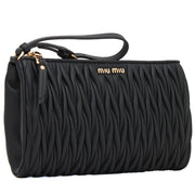 Miu Miu 5NE455 Matelasse Leather Wristlet Clutch Bag- Black