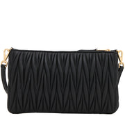 Miu Miu 5BH086 Matelasse Leather Clutch- Shoulder Bag- Black