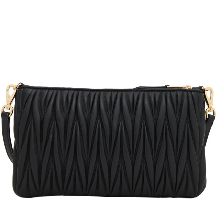 Miu Miu 5BH086 Matelasse Leather Clutch- Shoulder Bag- Black