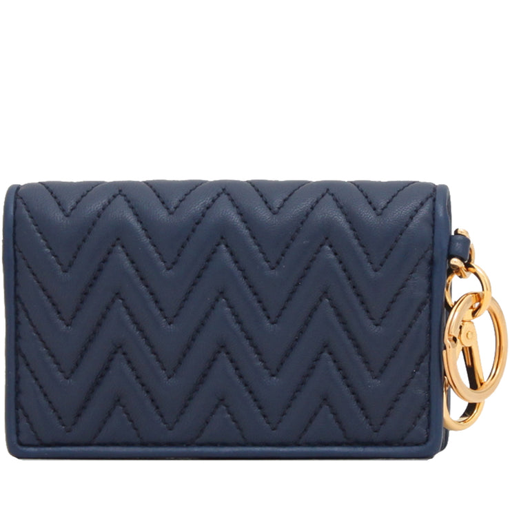 Miu Miu 5MC407 Nappa Impunture Leather Card Holder- Bag Charm- Bluette