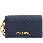 Miu Miu 5MC407 Nappa Impunture Leather Card Holder- Bag Charm- Bluette