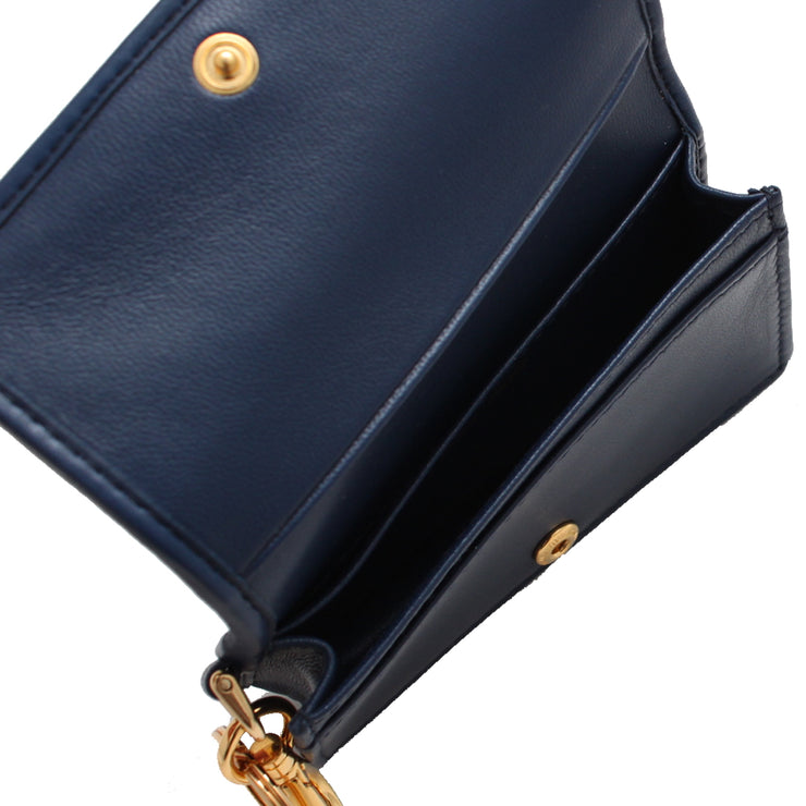 Miu Miu 5MC407 Nappa Impunture Leather Card Holder- Bag Charm- Bluette
