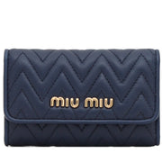 Miu Miu 5PG222 Nappa Impunture Leather Key Holder- Bluette