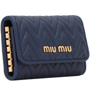 Miu Miu 5PG222 Nappa Impunture Leather Key Holder- Bluette