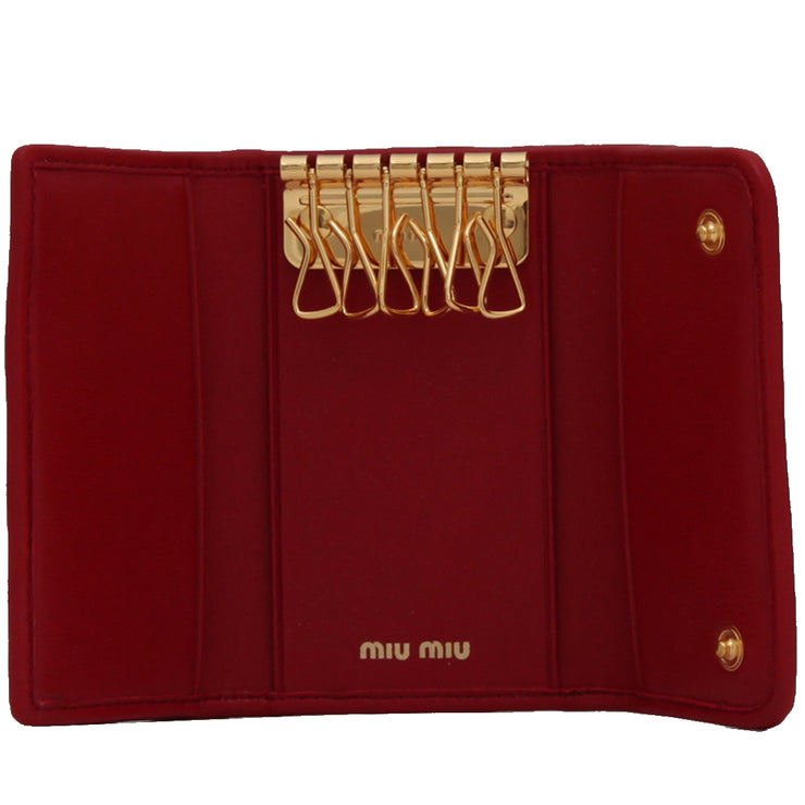 Miu Miu 5PG222 Nappa Impunture Leather Key Holder- Fuoco