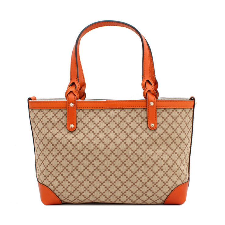Gucci Diamante Plus Craft Small Tote with Detachable Pouch- Beige-Orange