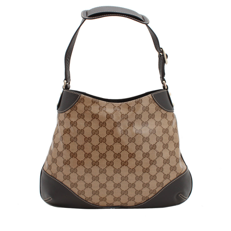 Gucci GG Crystal Capri Hobo Bag  w Leather Trim