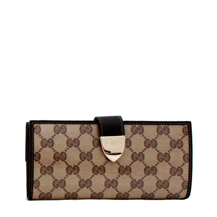 Gucci GG Crystal Signoria Buckle Continental Wallet- Brown