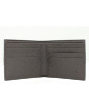 Gucci Men's Signature Web Bi-fold Leather Wallet- Dark Brown-Blue