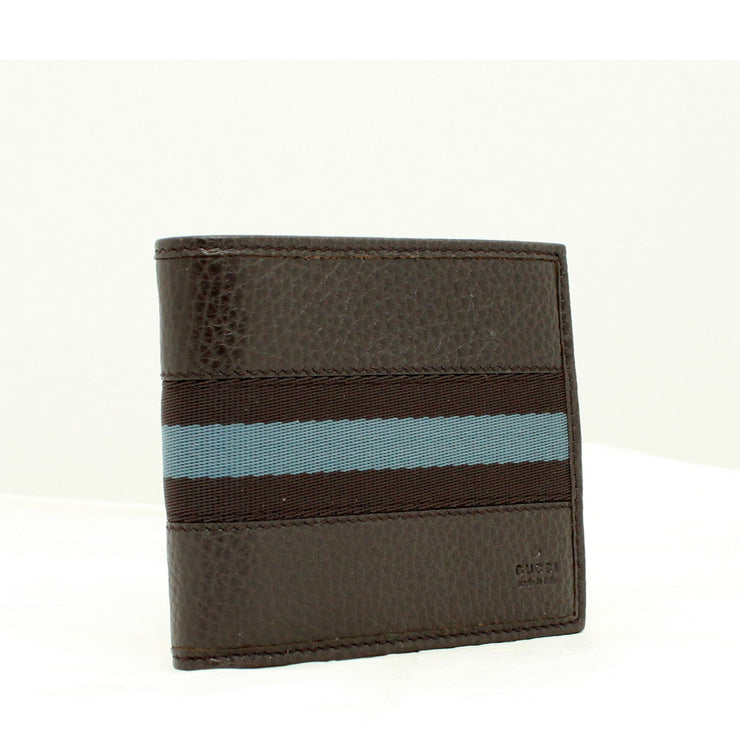 Gucci Men's Signature Web Bi-fold Leather Wallet- Black-Red