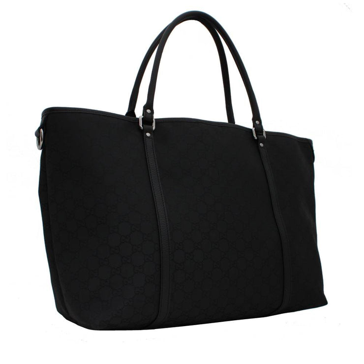 Gucci GG Nylon Shoulder Tote Bag- Black