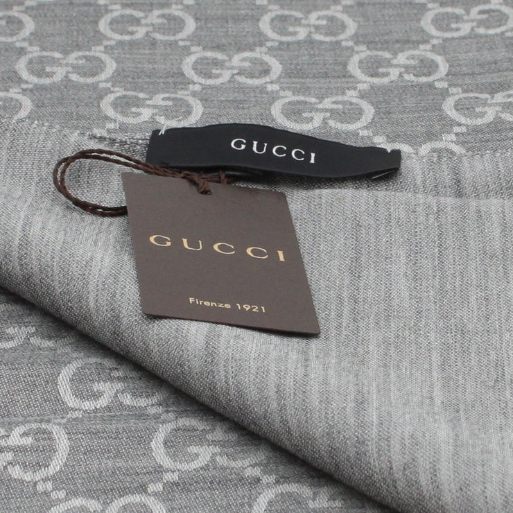 Gucci GG Silk & Wool Slim Scarf- Silver