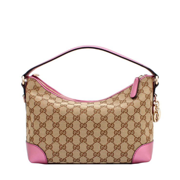 Gucci GG Canvas Heartbit Small Hobo Bag- Pink