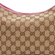 Gucci GG Canvas Heartbit Small Hobo Bag- Pink