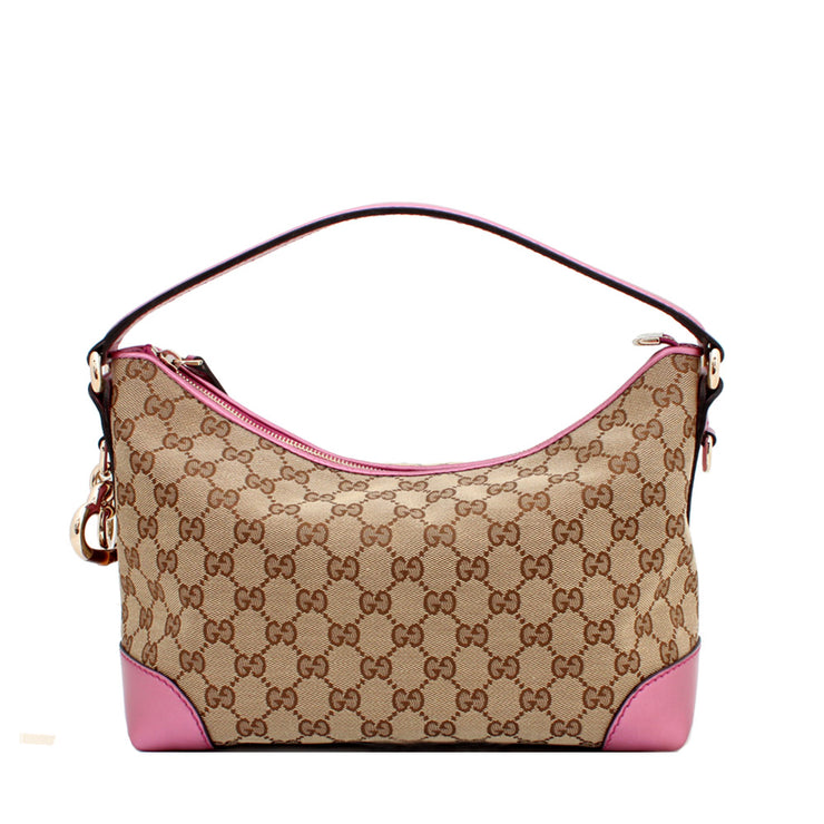 Gucci GG Canvas Heartbit Small Hobo Bag- Pink