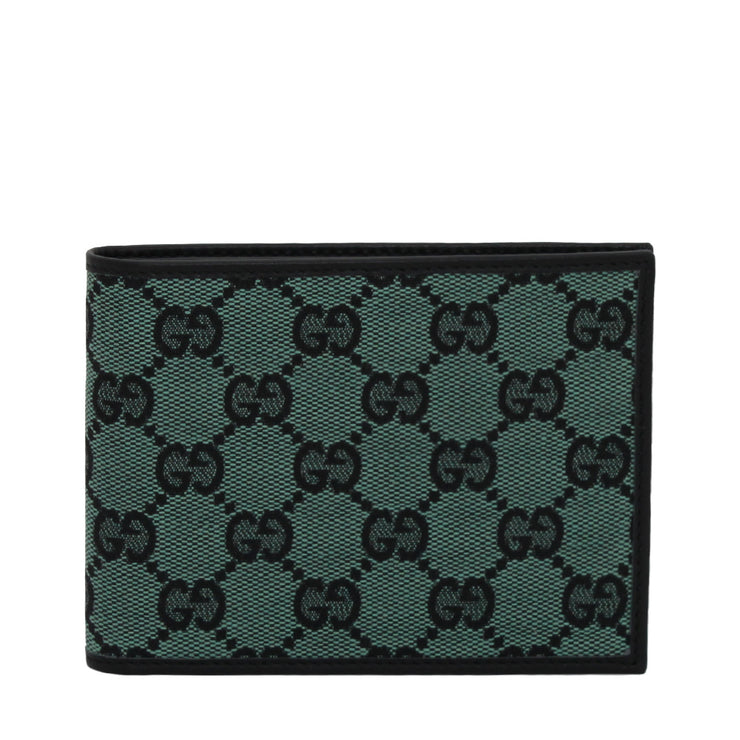 Gucci Men's GG Canvas Large Bi-fold Wallet- Green-Black