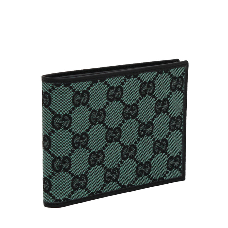 Gucci Men's GG Canvas Large Bi-fold Wallet- Green-Black