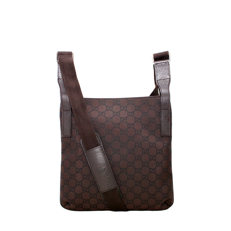 Gucci GG Nylon Crossbody Messenger Bag- Brown