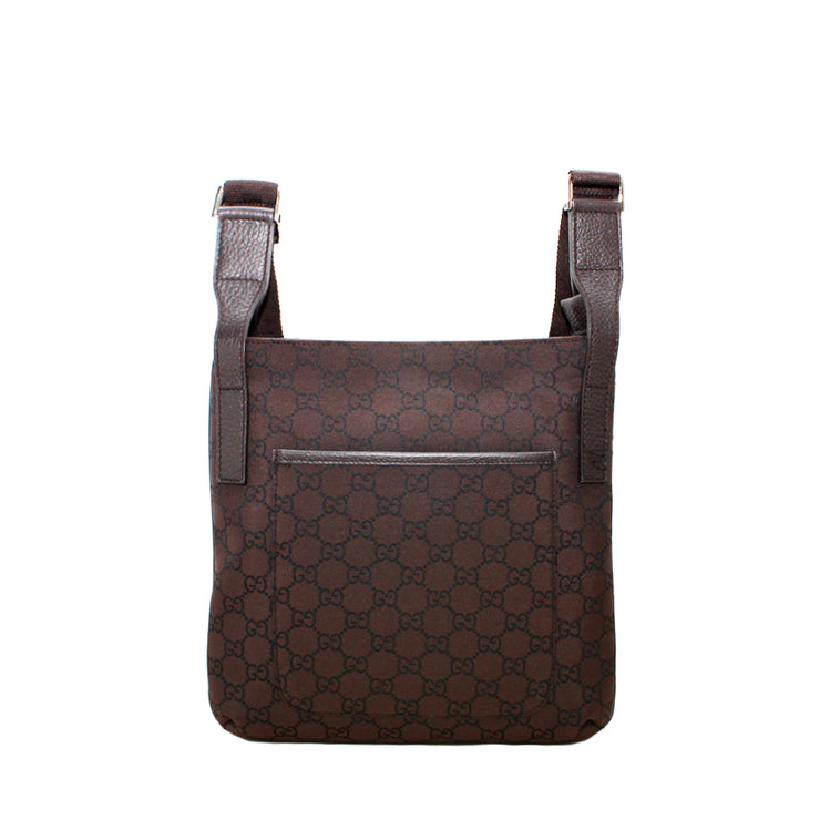 Gucci GG Nylon Crossbody Messenger Bag- Brown