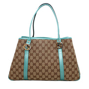 Gucci GG Canvas Twins Medium Tote Bag- Turquoise