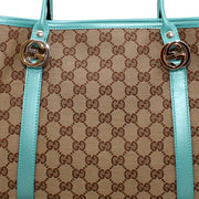 Gucci GG Canvas Twins Medium Tote Bag- Turquoise