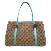 Gucci GG Canvas Twins Medium Tote Bag- Turquoise