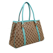 Gucci GG Canvas Twins Medium Tote Bag- Turquoise