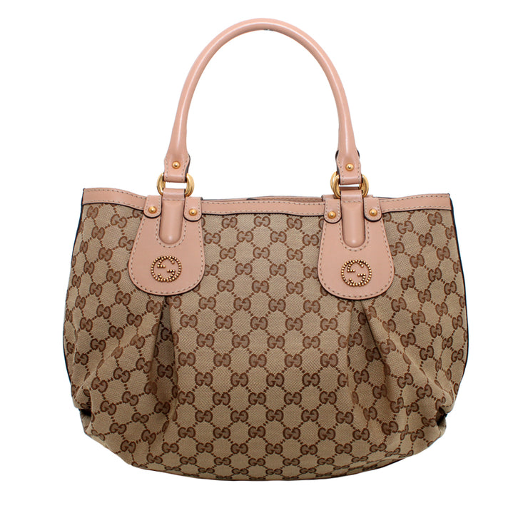 Gucci GG Canvas Scarlett Stud Interlocking G Tote Bag- Antique Rose