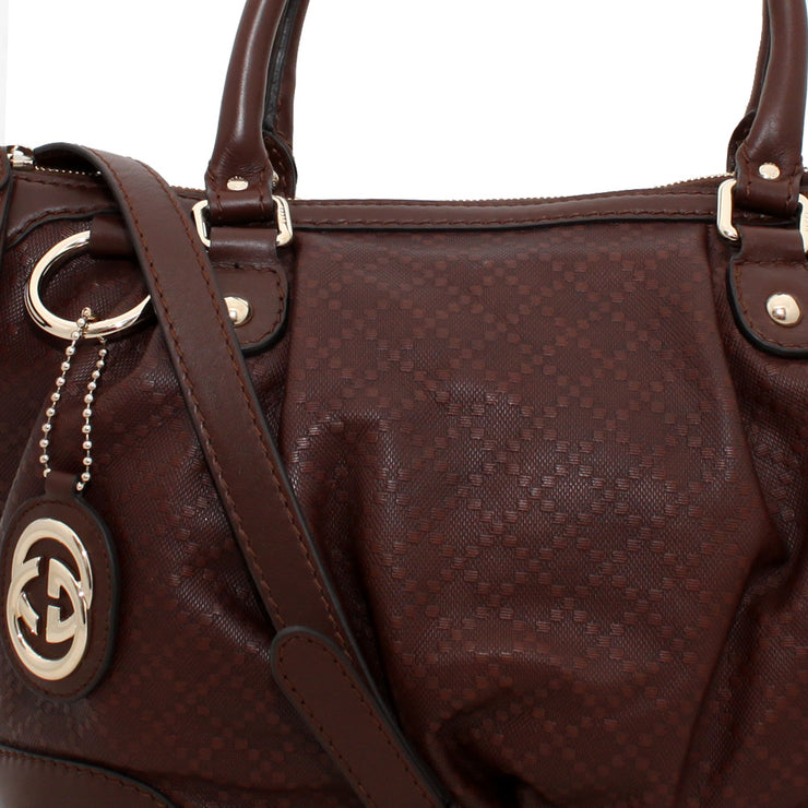 Gucci 247902 Diamante Leather Sukey Medium Top Handle Convertible Bag- Cuir
