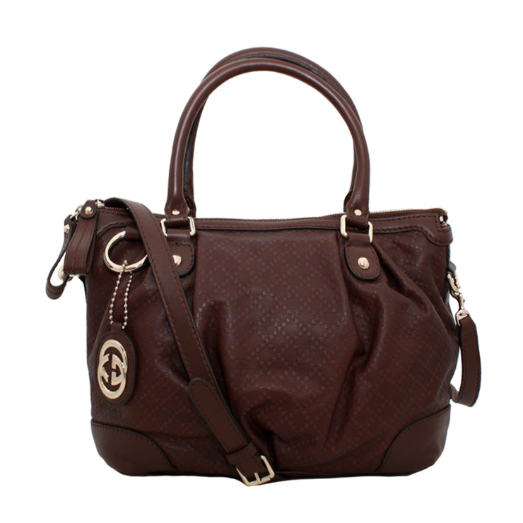 Gucci 247902 Diamante Leather Sukey Medium Top Handle Convertible Bag- Cuir