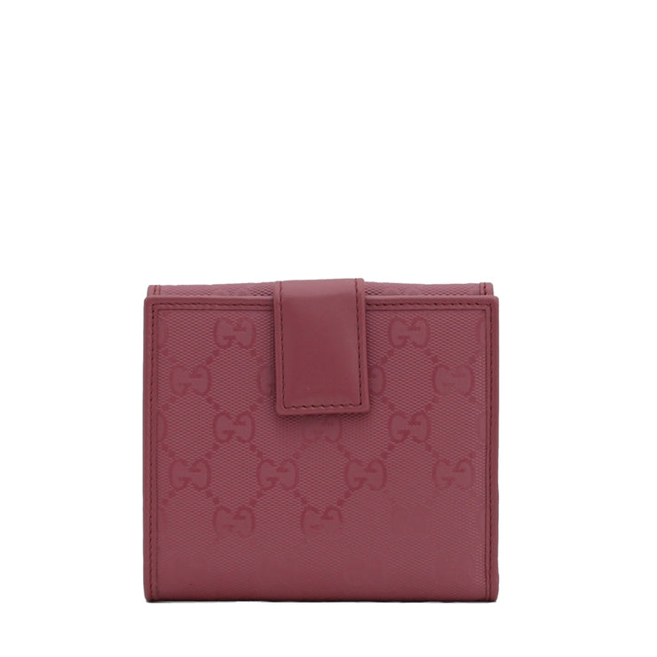 Gucci Interlocking G Flap French GG Imprime Leather Wallet- Pink