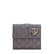 Gucci Heart-Shaped Interlocking G Flap French GG Guccissima Leather Wallet- Lavendar