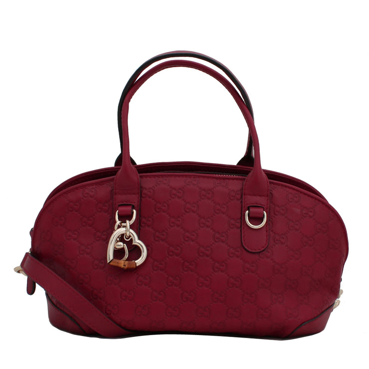 Gucci GG Guccissima Heart Bit Small Top Handle Bag with Charm- Red