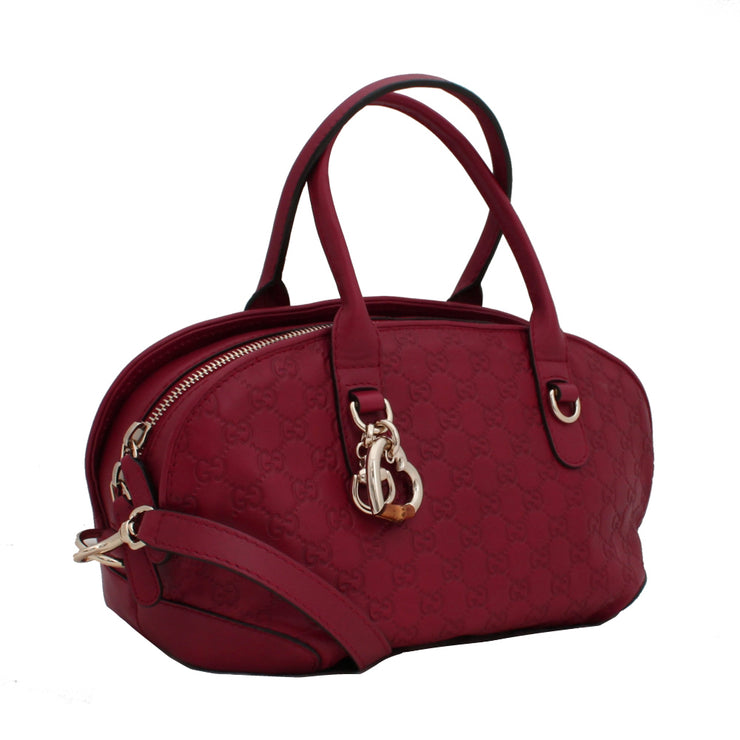 Gucci GG Guccissima Heart Bit Small Top Handle Bag with Charm- Red