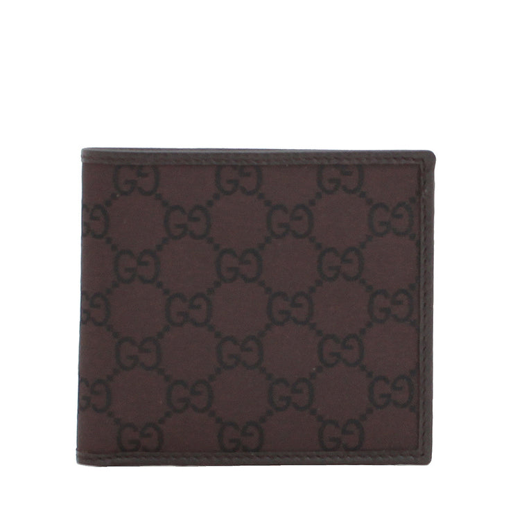Gucci Men's GG Nylon Bi-fold Wallet- Dark Brown