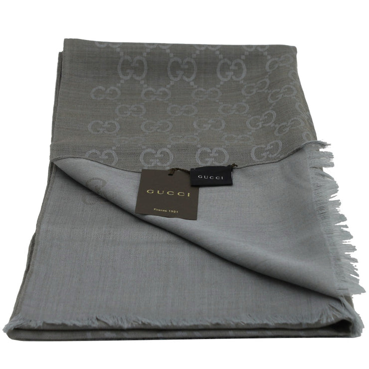 Gucci GG Silk & Wool Slim Scarf- Grey