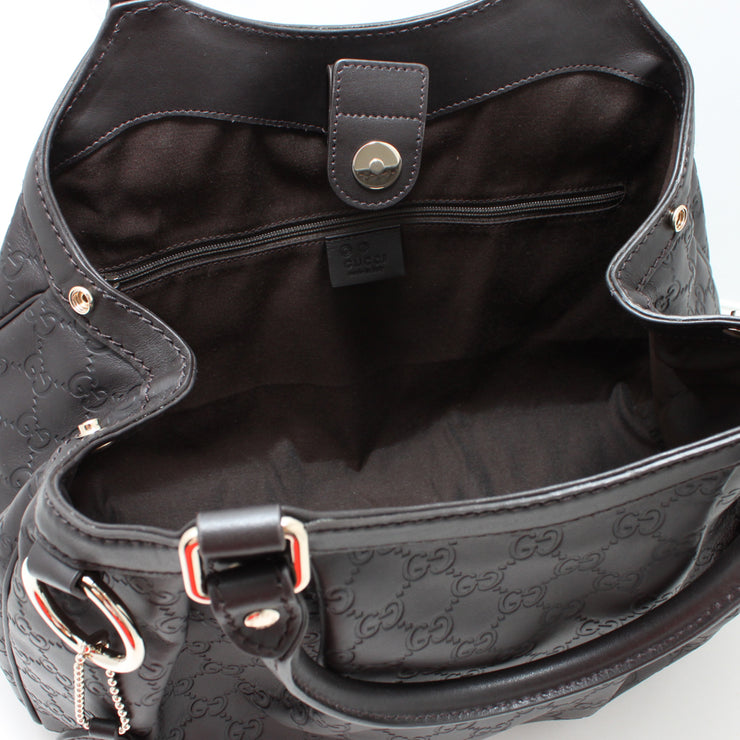 Gucci 367802 Sukey Medium Guccissima Leather Tote Bag- Dark Brown