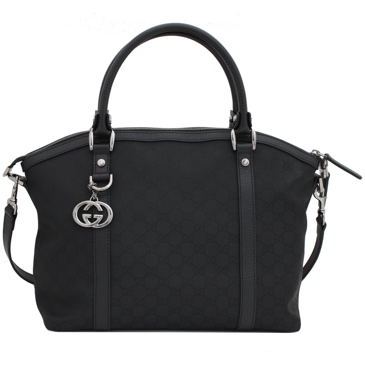 Gucci 341503 GG Nylon Large Convertible Tote Bag- Black