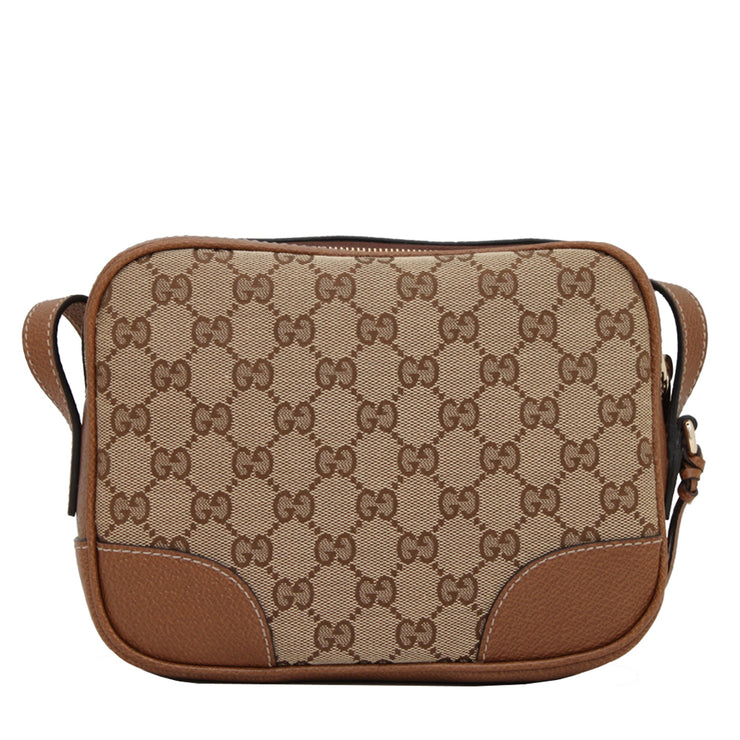 Gucci 387360 Bree Original GG Canvas Mini Messenger Bag- Beige Ebony- Hazelnut