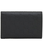 Gucci 346057 Guccissima Signature Leather French Flap Wallet- Black