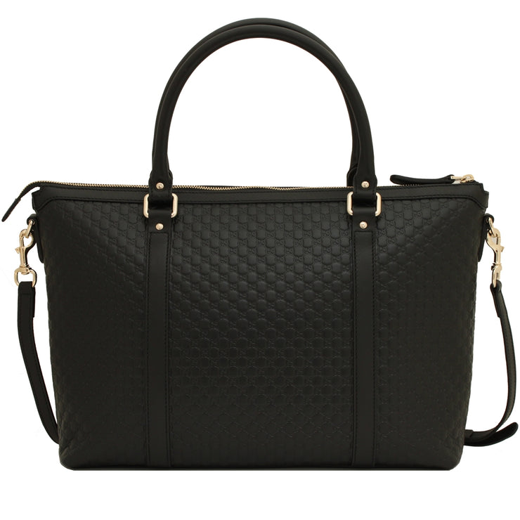 Gucci 449655 Micro-Guccissima Signature Leather Large Convertible Tote Bag- Black