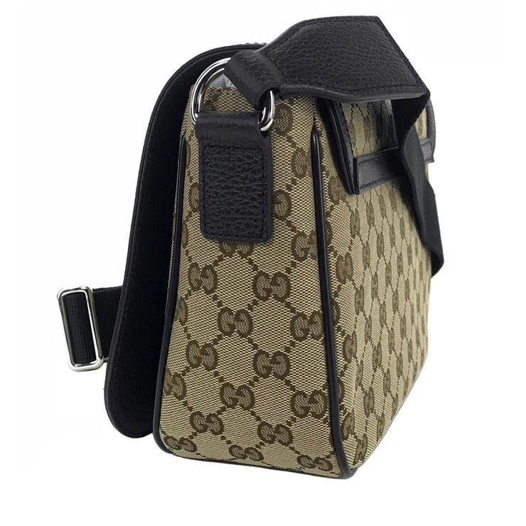 Gucci 449172 GG Canvas Messenger Bag- Beige Ebony- Brown