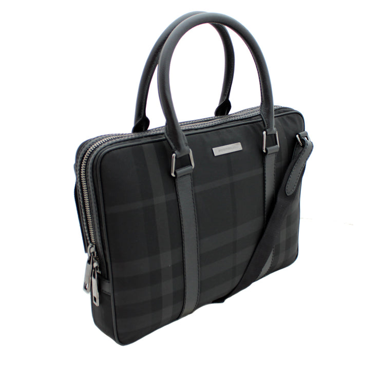 Burberry Charcoal Check Briefcase-Document Bag