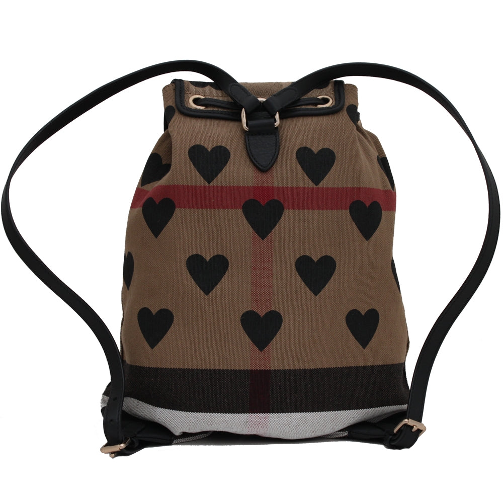 Burberry Medium Rucksack in Canvas Heart Check and Leather Chiltern Back Pack Bag –