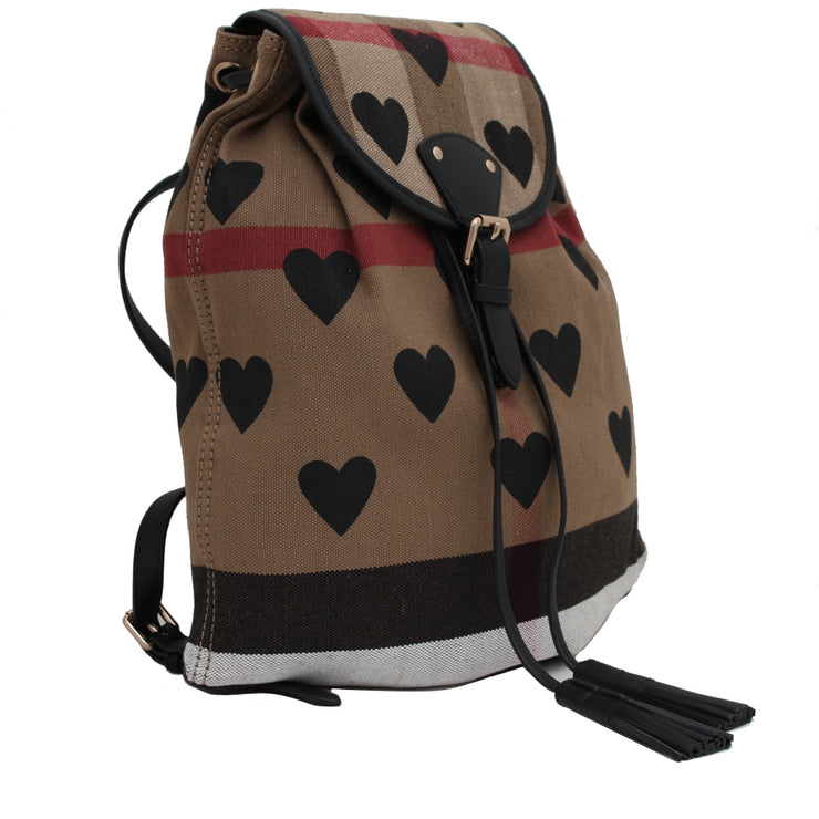 Burberry Medium Rucksack in Canvas Heart Check and Leather Chiltern Back Pack Bag –