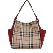 Burberry Haymarket Panels Canterbury Small Tote Bag- Military Red