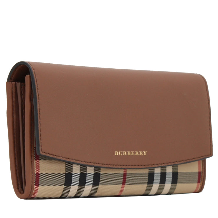 Burberry Horseferry Check & Leather Porter Wallet- Tan